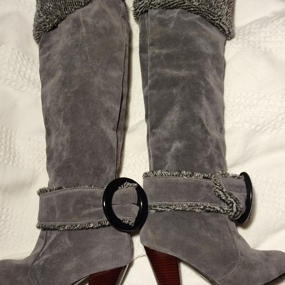 Women winter high thick heels pointed toe fashion boots